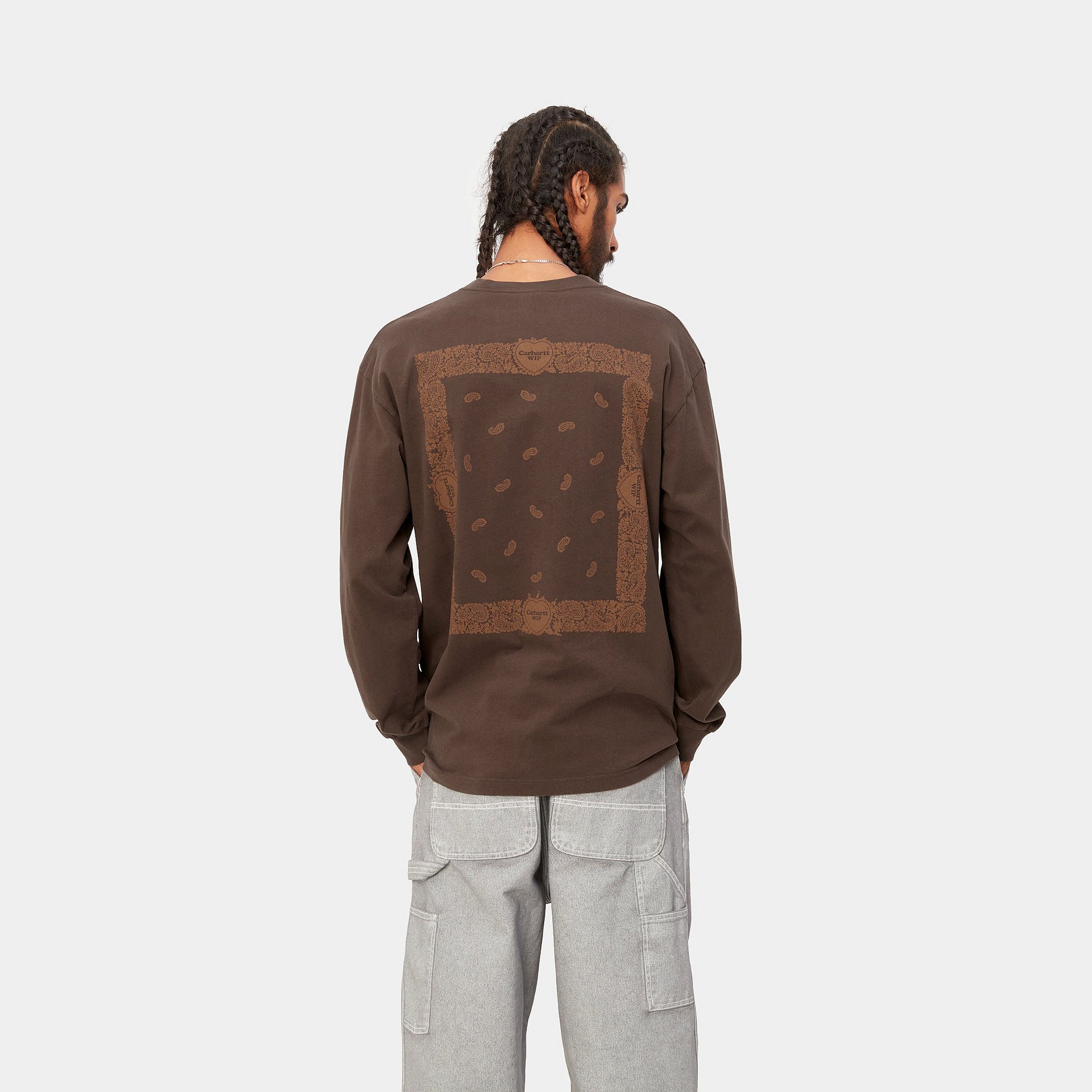 Carhartt WIP Paisley T-Shirt Buckeye L/S (Deep H Brown stone