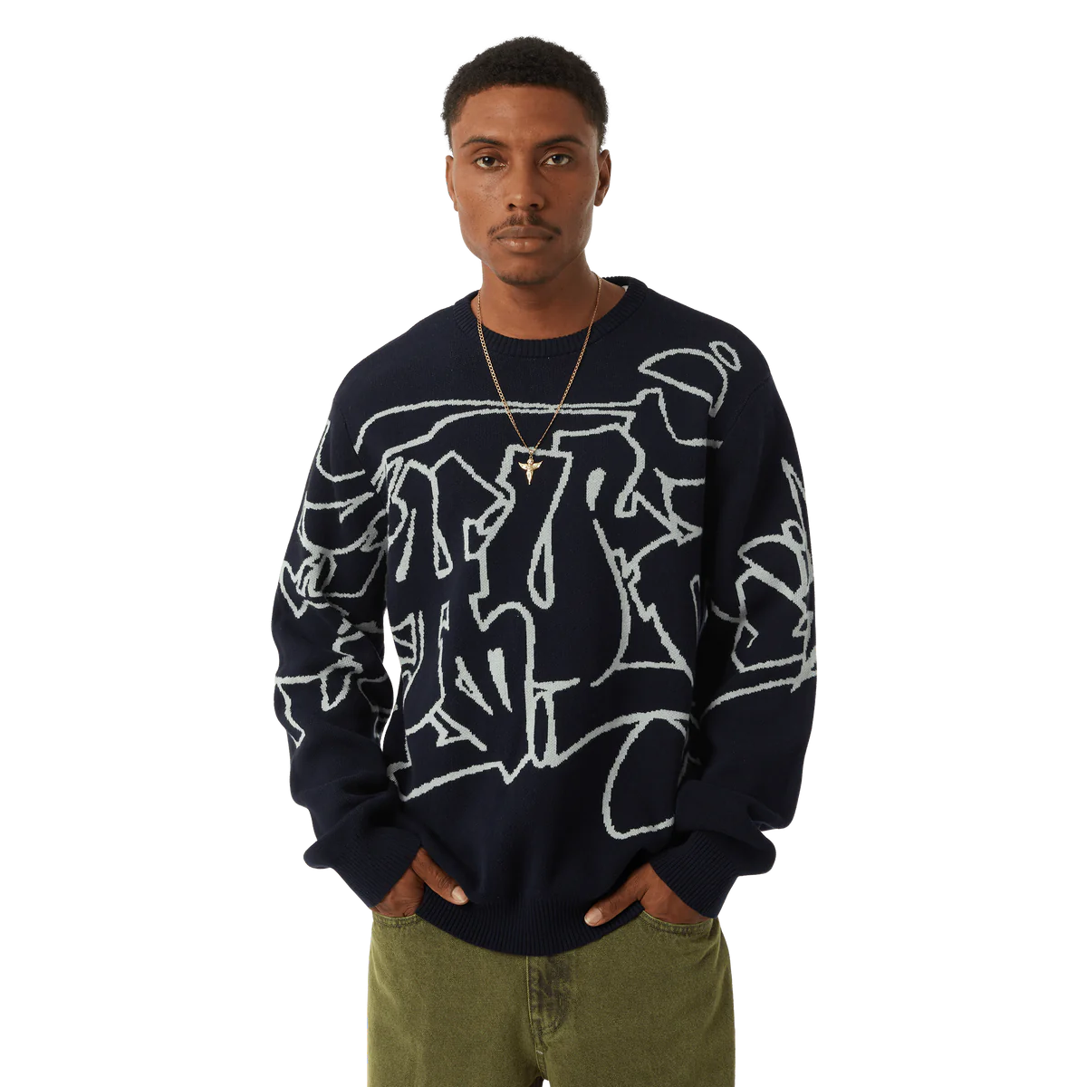 Outlines Crewneck Sweater (Navy)