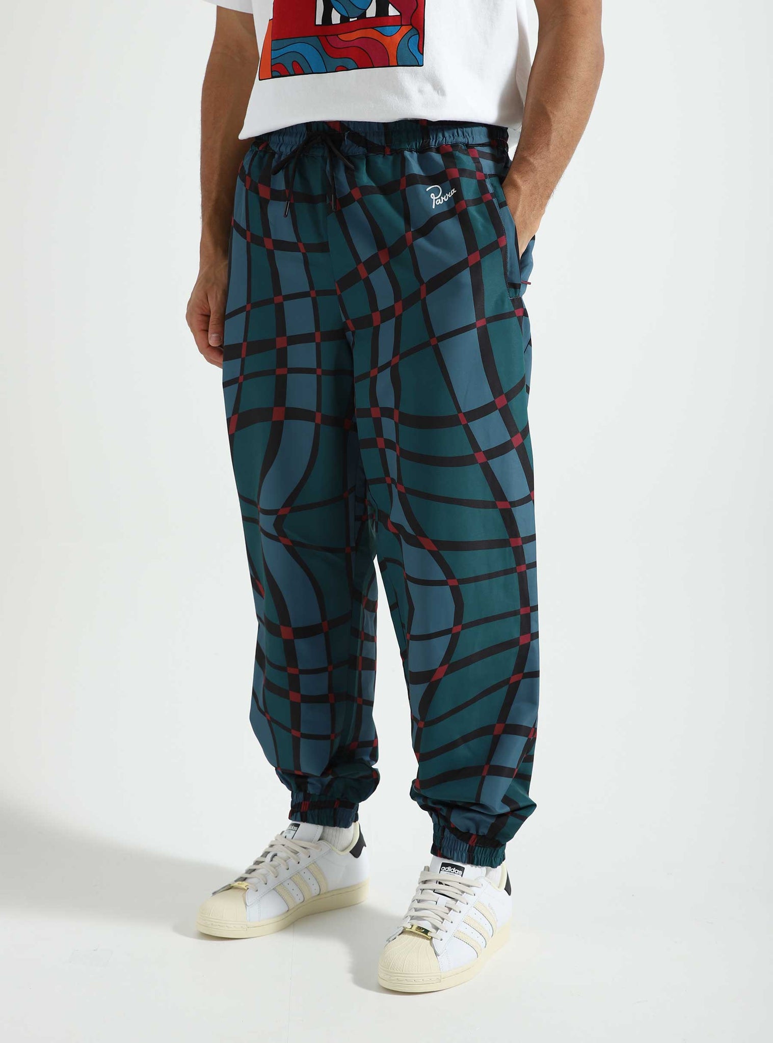 Squared waves pattern track pants (Multi Check)