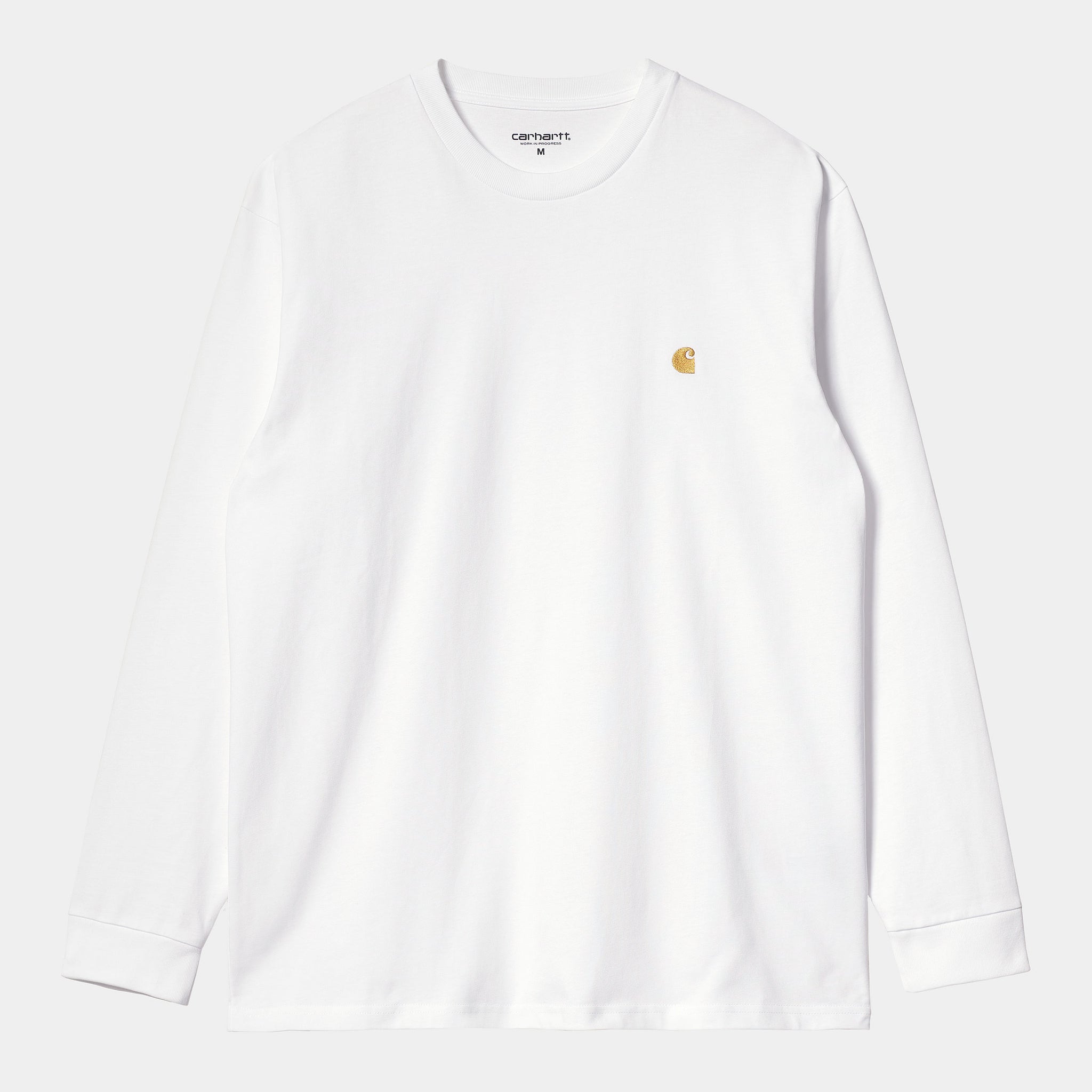 L/s Chase T-shirt 100% Cotton Combed Single Jersey, 235 G/m² (White / Gold)
