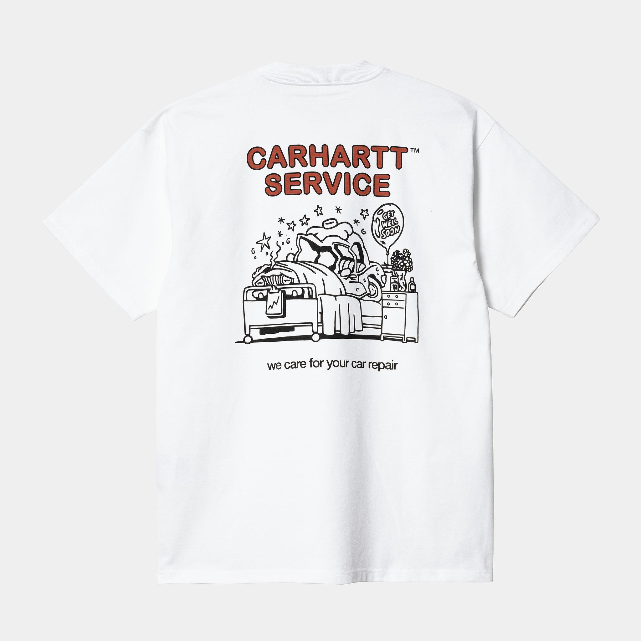 S/S Car Repair T-Shirt 100% Organic Cotton Single Jersey, 230 g/m² (White)