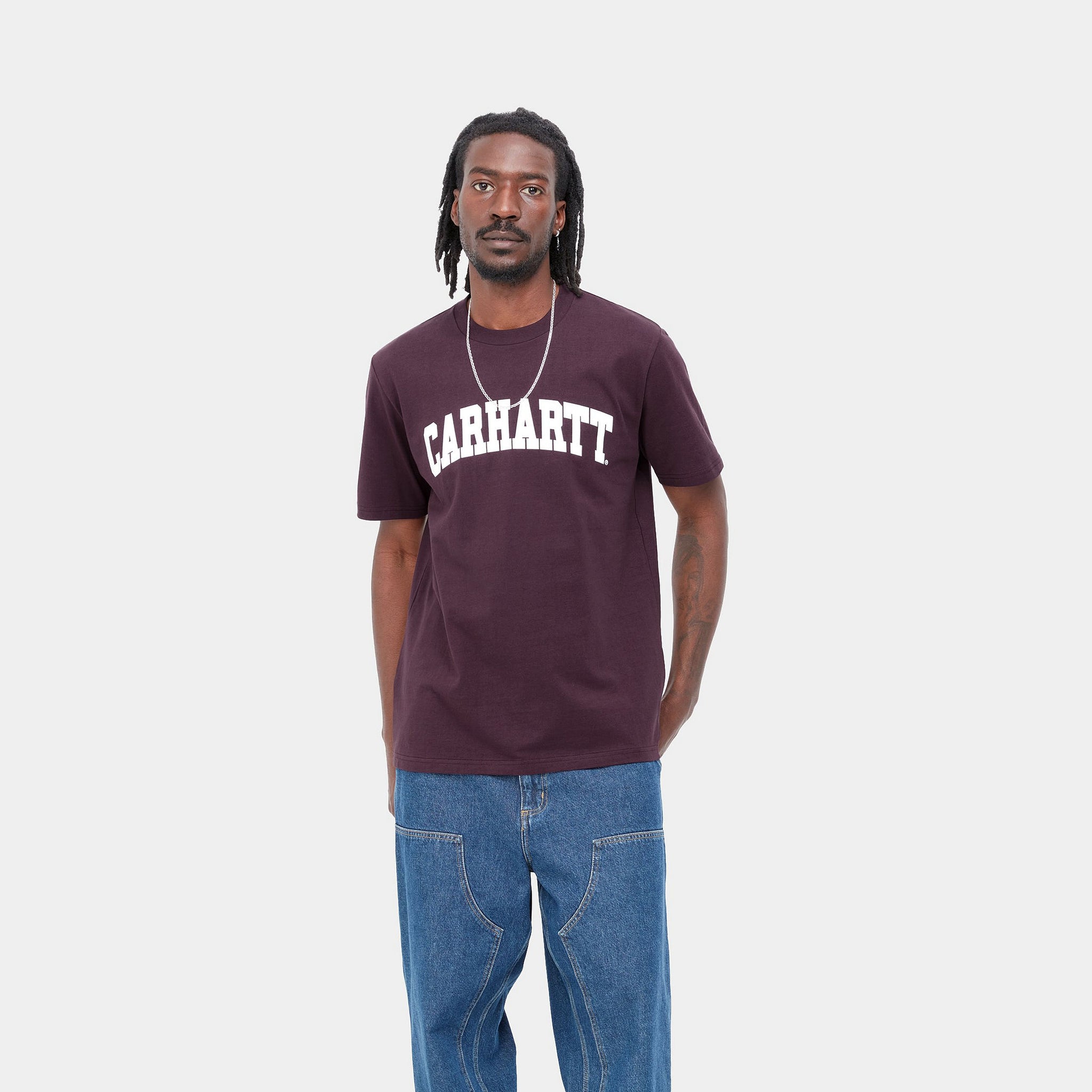 S/S University T-Shirt (Dark Plum/White)